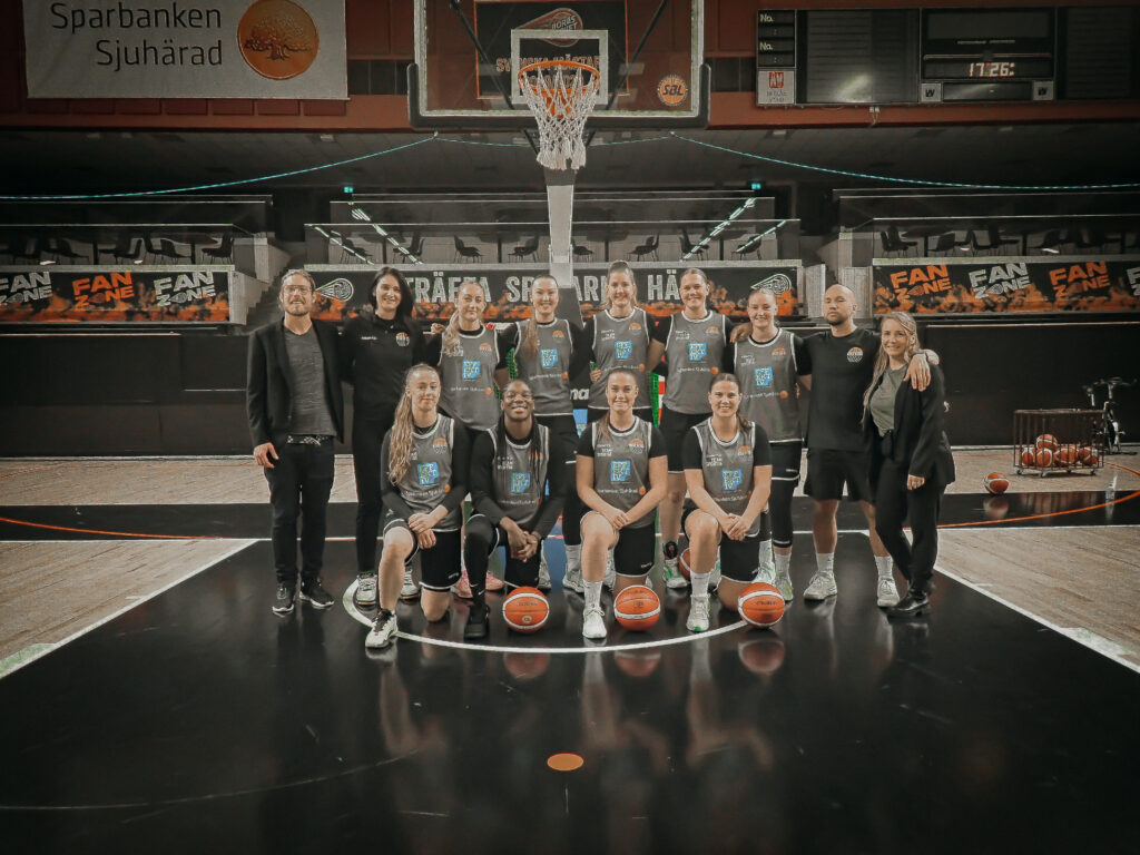 Mark Borås Basket lagbild med tillsammans med två medarbetare från Brandperior